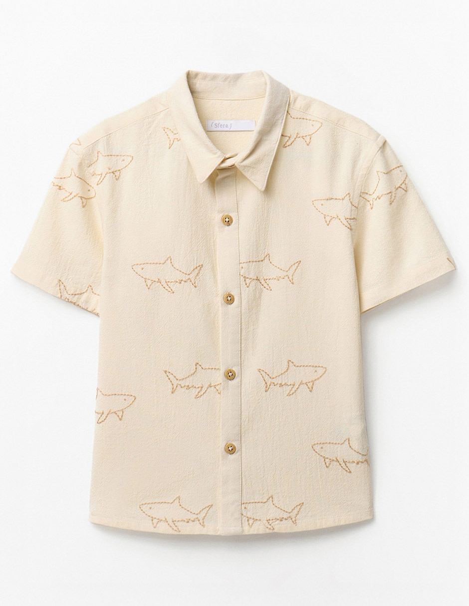 Camisa casual de algodón manga corta para niño Camisa casual de algodón manga corta para niño